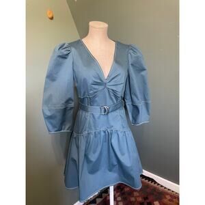 NWOT 5 a 7 cinq a sept Blue Teal Dress with Belt. Sz 8